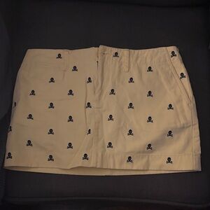 Ralph Lauren Yellow Mini Skirt with Navy Skull Embroidery